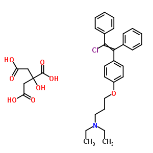 3-[4-(2-氯-1,2-二苯基-乙烯)苯氧基]-N,N-二乙基-丙烷-1-胺结构式_14158-69-1结构式