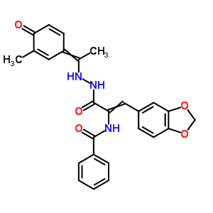 N-[2-苯并[1,3]二氧代-5-基-1-[[1-(3-甲基-4-氧代-1-环己二烯-2,5-基)乙基氨基]氨基甲酰]乙烯]苯甲酰胺结构式_17178-85-7结构式