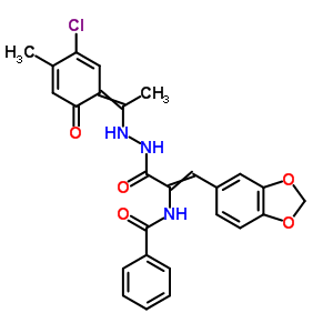 3-(1,3-苯并二氧杂环戊烯-5-基)-2-(苯甲酰基氨基)-2-丙酸 2-[1-(5-氯-2-羟基-4-甲基苯基)亚乙基]肼结构式_17178-89-1结构式