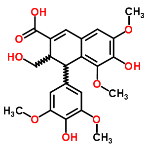 6-Hydroxy-4-(4-hydroxy-3,5-dimethoxy-phenyl)-3-(hydroxymethyl)-5,7-dimethoxy-3,4-dihydronaphthalene-2-carboxylic acid Structure,17997-57-8Structure