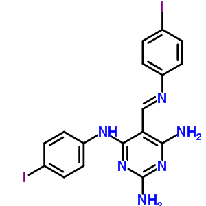 N4-(4-碘苯基)-5-[(4-碘苯基)亚氨基甲基]嘧啶-2,4,6-三胺结构式_18740-12-0结构式