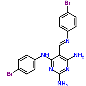 N4-(4-溴苯基)-5-[(4-溴苯基)亚氨基甲基]嘧啶-2,4,6-三胺结构式_18814-03-4结构式