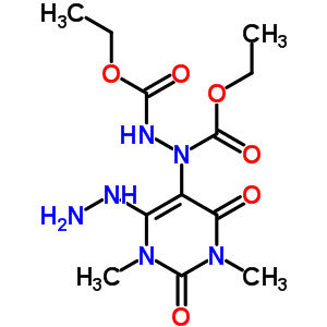 Ethyl n-(ethoxycarbonylamino)-n-(4-hydrazinyl-1,3-dimethyl-2,6-dioxo-pyrimidin-5-yl)carbamate Structure,18969-82-9Structure