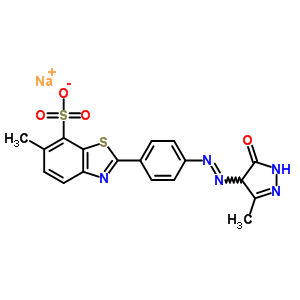 7-Benzothiazolesulfonic acid, 2-[4-[(4,5-dihydro-3-methyl-5-oxo-1h-pyrazol-4-yl)azo]phenyl]-6-methyl-, monosodium salt Structure,21493-04-9Structure