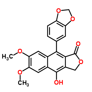 Benz[f]isobenzofuran-1(3h)-one,9-(1,3-benzodioxol-5-yl)-4-hydroxy-6,7-dimethoxy- Structure,22055-22-7Structure