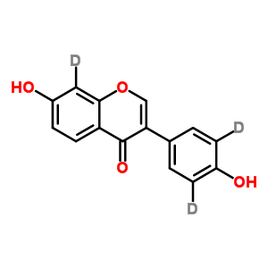 7-羟基-3-[4-羟基(3,5-<sup>2</sup>H<sub>2</sub>)苯基](8-<sup>2</sup>H)-4H-苯并吡喃-4-酮结构式_220930-96-1结构式