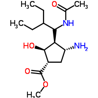 (1S,2s,3r,4r)-methyl 3-((r)-1-acetamido-2-ethylbutyl)-4-amino-2-hydroxycyclopentanecarboxylate Structure,229615-05-8Structure