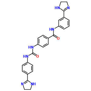 Benzamide,n-[3-(4,5-dihydro-1h-imidazol-2-yl)phenyl]-4-[[[[4-(4,5-dihydro-1h-imidazol-2-yl)phenyl]amino]carbonyl]amino]-,hydrochloride (1:2) Structure,25786-96-3Structure