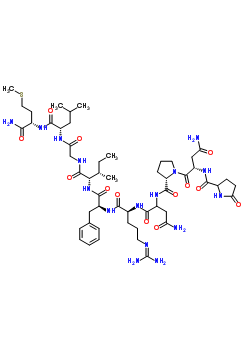 5-氧代-L-脯氨酰-L-天冬氨酰胺酰-L-脯氨酰-L-天冬氨酰胺酰-L-精氨酰-L-苯丙氨酰-L-异亮氨酰甘氨酰-L-亮氨酰-L-蛋氨酰胺结构式_26145-48-2结构式