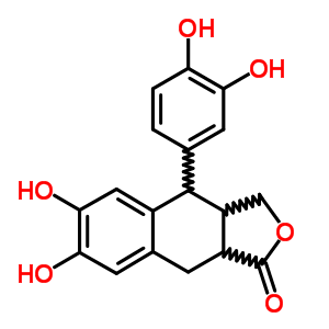 Naphtho[2,3-c]furan-1(3h)-one,4-(3,4-dihydroxyphenyl)-3a,4,9,9a-tetrahydro-6,7-dihydroxy-, (3ar,4s,9as)- Structure,2643-01-8Structure