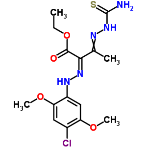 Butanoic acid,3-[2-(aminothioxomethyl)hydrazinylidene]-2-[2-(4-chloro-2,5-dimethoxyphenyl)hydrazinylidene]-,ethyl ester Structure,27115-85-1Structure