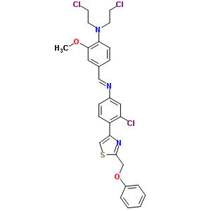 Benzenamine,n,n-bis(2-chloroethyl)-4-[[[3-chloro-4-[2-(phenoxymethyl)-4-thiazolyl]phenyl]imino]methyl]-2-methoxy-,hydrochloride (1:1) Structure,27244-14-0Structure