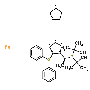 (S)-(-)-1-[(R)-2-二苯基膦二茂铁乙基-二叔丁基膦结构式_277306-29-3结构式