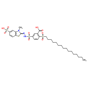 2-Hexadecylsulfonyl-5-[[(3-methyl-5-sulfo-benzothiazol-2-ylidene)amino]sulfamoyl]benzoic acid Structure,29338-10-1Structure