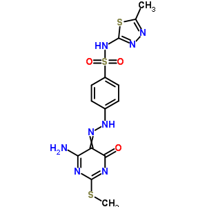 4-[2-[4-氨基-1,6-二氢-2-(甲基硫代)-6-氧代-5-嘧啶]二氮杂烯]-n-(5-甲基-1,3,4-噻二唑-2-基)-苯磺酰胺结构式_29817-70-7结构式