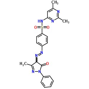 Benzenesulfonamide,4-[2-(4,5-dihydro-3-methyl-5-oxo-1-phenyl-1h-pyrazol-4-yl)diazenyl]-n-(2,6-dimethyl-4-pyrimidinyl)- Structure,29822-00-2Structure