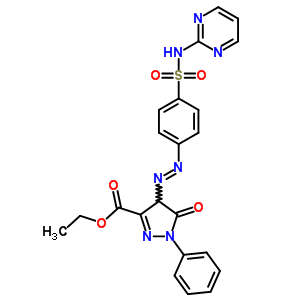 1H-pyrazole-3-carboxylicacid,4,5-dihydro-5-oxo-1-phenyl-4-[2-[4-[(2-pyrimidinylamino)sulfonyl]phenyl]diazenyl]-,ethyl ester Structure,29822-05-7Structure