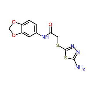 2-[(5-氨基-1,3,4-噻二唑-2-基)硫代]-N-(1,3-苯并二氧代l-5-基)乙酰胺结构式_301335-14-8结构式