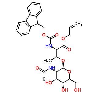 N-芴甲氧羰基-O-[2-乙酰氨基-2-脱氧-alpha-D-吡喃半乳糖基]-L-苏氨酸烯丙基酯结构式_301843-65-2结构式