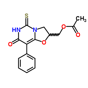 7H-oxazolo[3,2-c]pyrimidin-7-one,2-[(acetyloxy)methyl]-2,3,5,6-tetrahydro-8-phenyl-5-thioxo- Structure,30346-04-4Structure