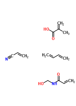 2-甲基-2-丙烯酸与1,3-丁二烯,N-(羟基甲基)-2-丙烯酰胺和2-丙烯腈的聚合物结构式_30555-45-4结构式