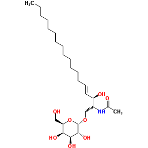 N-[(E,3R)-3-羟基-1-[(2S,3R,4S,5R,6R)-3,4,5-三羟基-6-(羟基甲基)四氢吡喃-2-基]氧基十八碳-4-烯-2-基]乙酰胺结构式_35823-61-1结构式