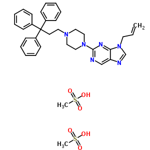 9-烯丙基-2-(4-(2-三苯甲基乙基)-1-哌嗪基)-9H-嘌呤二甲烷磺酸盐结构式_37425-13-1结构式