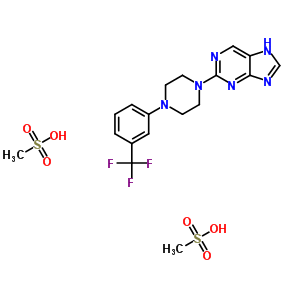 2-(4-(Alpha,alpha,alpha-三氟-间甲苯)-1-哌嗪)-9h-嘌呤 二甲烷磺酸盐结构式_37425-18-6结构式