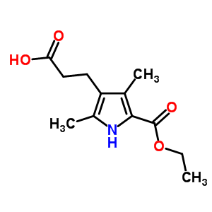 4-(2-羧基-乙基)-3,5-二甲基-1H-吡咯-2-羧酸乙酯结构式_37789-64-3结构式