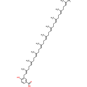 4-Hydroxy-3-[(2e,6e,10e,14e,18e,22e,26e,30e)-3,7,11,15,19,23,27,31,35-nonamethylhexatriaconta-2,6,10,14,18,22,26,30,34-nonaenyl]benzoic acid Structure,38332-13-7Structure