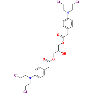 [3-[2-[4-[Bis(2-chloroethyl)amino]phenyl]acetyl]oxy-2-hydroxypropyl] 2-[4-[bis(2-chloroethyl)amino]phenyl]acetate Structure,38358-06-4Structure