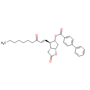 (3Ar,4r,5r,6as)-hexahydro-5-hydroxy-4-(3-oxo-1-decenyl)-2h-cyclopenta[b]furan-2-one 5-(4-phenylbenzoate) Structure,39865-76-4Structure