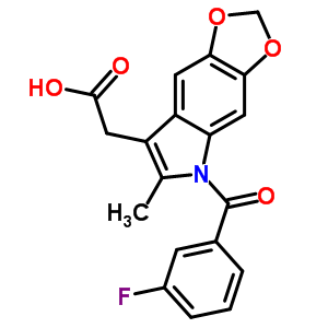 5-(3-氟苯甲酰基)-6-甲基-5H-1,3-二氧代[4,5-f]吲哚-7-乙酸结构式_50331-98-1结构式