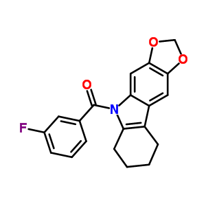 5-(3-氟苯甲酰基)-6,7,8,9-四氢-5H-1,3-二氧代[4,5-b]咔唑结构式_50332-20-2结构式