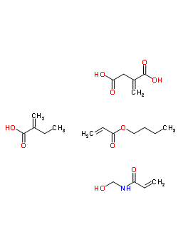 亚甲基丁二酸与 2-丙烯酸丁酯, 2-丙烯酸乙酯和 N-(羟基甲基)-2-丙烯酰胺聚合物结构式_51999-23-6结构式