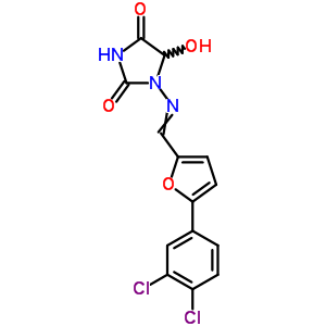 2,4-Imidazolidinedione, 1-[[[5-(3, 4-dichlorophenyl)-2-furanyl]methylene]amino]-5-hydroxy- Structure,52130-33-3Structure