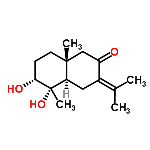 (4Ar)-十氢-5α,6α-二羟基-5,8aβ-二甲基-3-异亚丙基萘-2-酮结构式_52483-04-2结构式