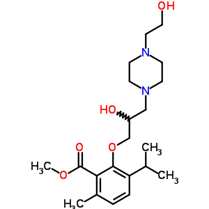 3-[2-Hydroxy-3-[4-(2-hydroxyethyl)-1-piperazinyl ]propoxy]-p-cymene-2-carboxylic acid methyl ester Structure,53335-20-9Structure