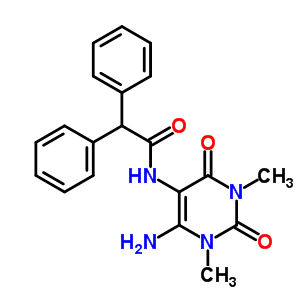 (8ci)-n-(6-氨基-1,2,3,4-四氢-1,3-二甲基-2,4-二氧代-5-嘧啶)-2,2-二苯基-乙酰胺结构式_5426-77-7结构式