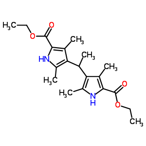 4-[1-(5-乙氧基羰基-2,4-二甲基-1H-吡咯-3-基)乙基]-3,5-二甲基-1H-吡咯-2-羧酸乙酯结构式_5432-35-9结构式