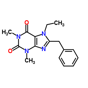 8-苄基-7-乙基-1,3-二甲基-嘌呤-2,6-二酮结构式_5442-25-1结构式