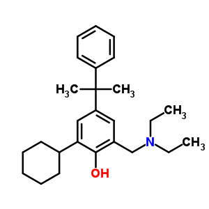 2-环己基-6-(二乙基氨基甲基)-4-(2-苯基丙烷-2-基)苯酚结构式_5442-67-1结构式