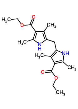 5-[(4-乙氧基羰基-3,5-二甲基-1H-吡咯-2-基)甲基]-2,4-二甲基-1H-吡咯-3-羧酸乙酯结构式_5442-92-2结构式