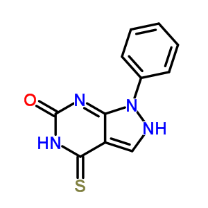 6H-pyrazolo[3,4-d]pyrimidin-6-one,1,4,5,7-tetrahydro-1-phenyl-4-thioxo- Structure,5444-45-1Structure