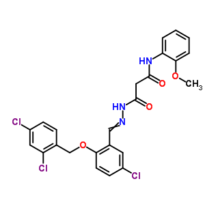 N-[[5-chloro-2-[(2,4-dichlorophenyl)methoxy]phenyl]methylideneamino]-n-(2-methoxyphenyl)propanediamide Structure,5444-58-6Structure