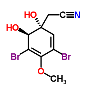 2,4-Cyclohexadiene-1-acetonitrile, 3,5-dibromo-1,6-dihydroxy-4-methoxy-, trans-(+-)- Structure,55057-73-3Structure