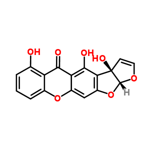 (3Ar,12ar)-3a,12a-二氢-3a,4,6-三羟基-5H-呋喃并[3,2:4,5]呋喃并[3,2-b]氧杂蒽-5-酮结构式_55256-56-9结构式