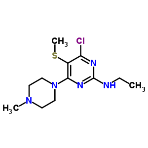 N-乙基-4-氯-6-(4-甲基哌嗪)-5-(甲基硫代)嘧啶-2-胺结构式_55477-17-3结构式