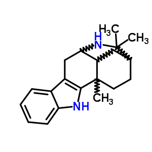 (3S)-2,3,4,4aalpha,5,6,11,11aalpha-八氢-2,2,5-三甲基-3,5beta-乙桥-1H-吡啶并[3,2-b]咔唑结构式_57103-59-0结构式