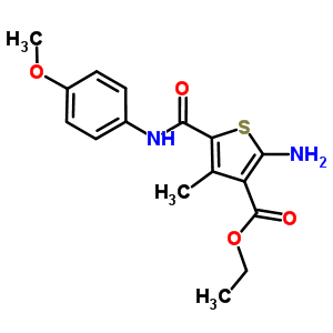 Ethyl 2-amino-5-{[(4-methoxyphenyl)amino]-carbonyl}-4-methylthiophene-3-carboxylate Structure,5726-48-7Structure